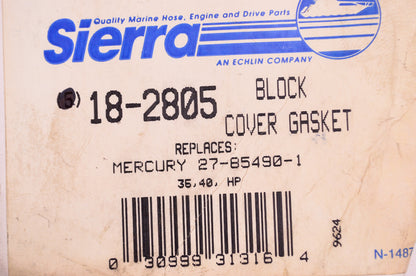 New Sierra Block Cover Gasket Mercury 35/40 HP NOS