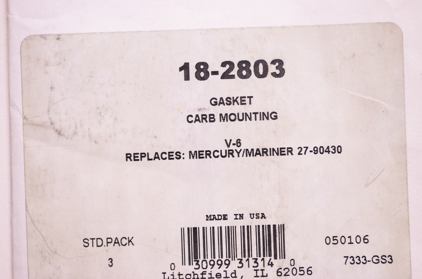 New Sierra Carb Carburetor Mounting Gasket Mercury V-6 Qty 3 NOS