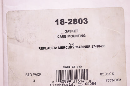 New Sierra Carb Carburetor Mounting Gasket Mercury V-6 Qty 3 NOS
