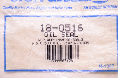 New Sierra Oil Seal Mercury Shaft Size 0.500' OD .187' Q 0.839' NOS