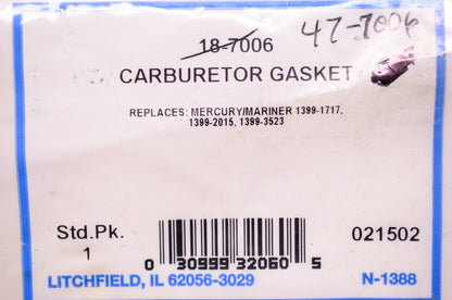 New Sierra Carburetor Gasket Kit Mercury NOS