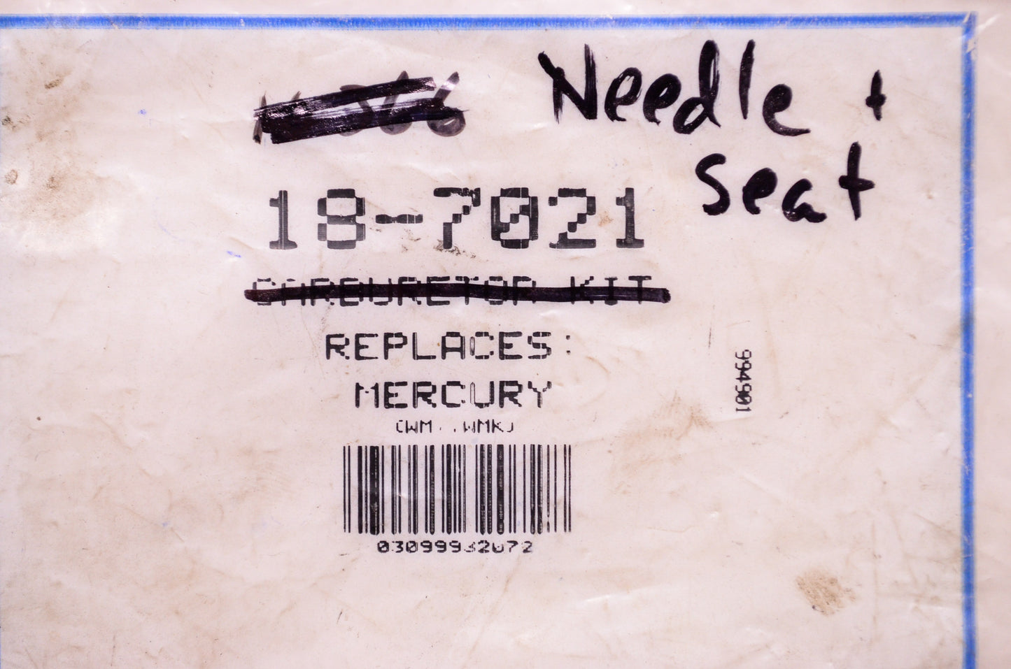 Needle & Seat Mercury WM WMK NOS