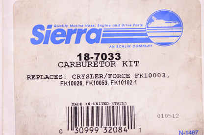 New Sierra Carburetor Kit Chrysler Force NOS