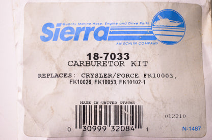 Carburetor Kit Chrysler Force NOS