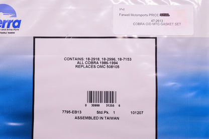 New Sierra Mounting Gasket Kit Cobra '86-94 Contains 18-2918, 18-2996, 18-7153 N
