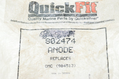 Quick Fit 802474, 984513 Quicksilver Mercury Marine Anode NOS
