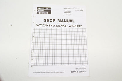 OEM Honda 61YB800W Second Edition Supplement Shop Manual WT20XKE WT30XK3 WT40XK2