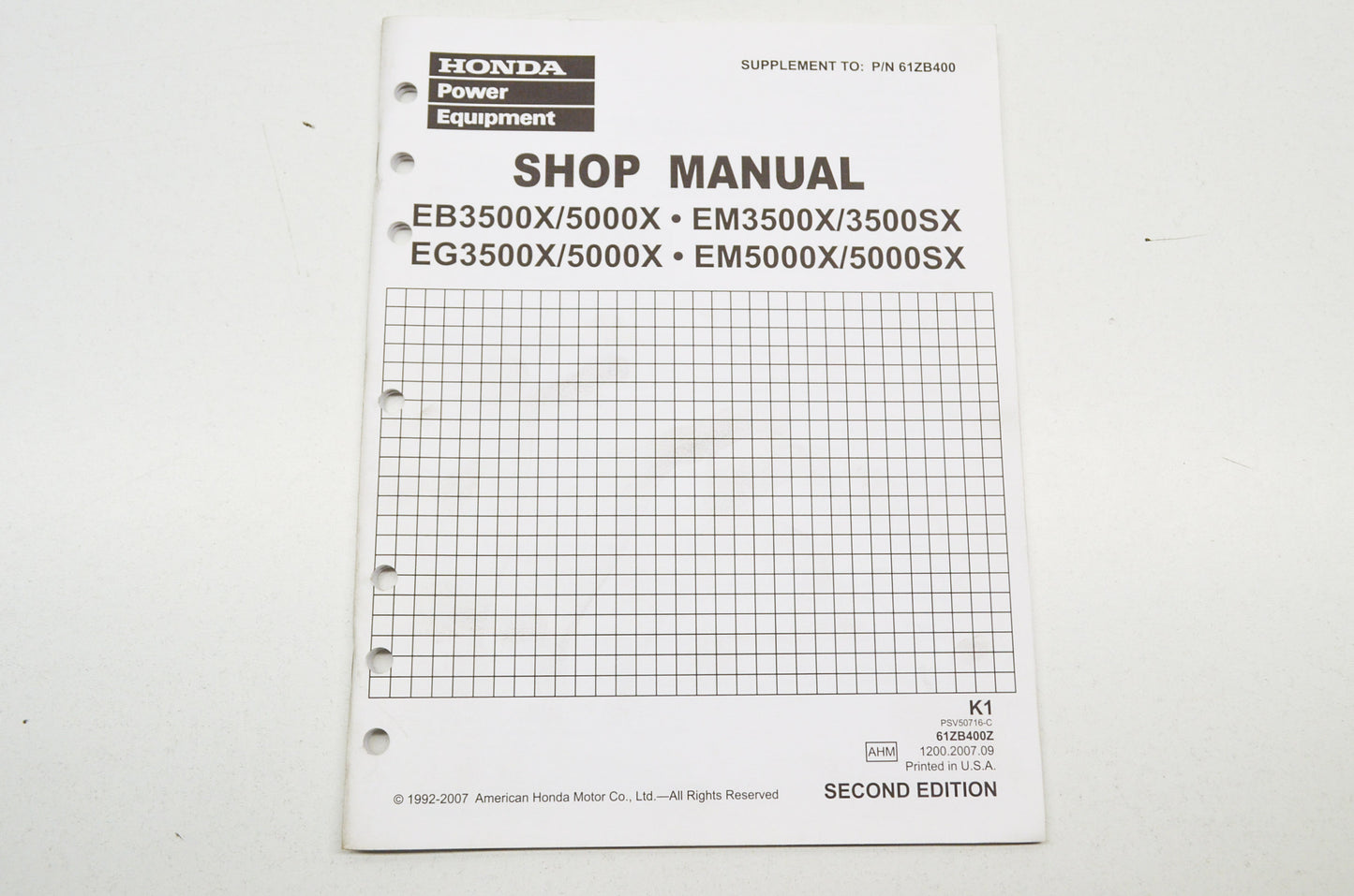 OEM Honda 61ZB400Z EB/EG/EM3500X Service Manual