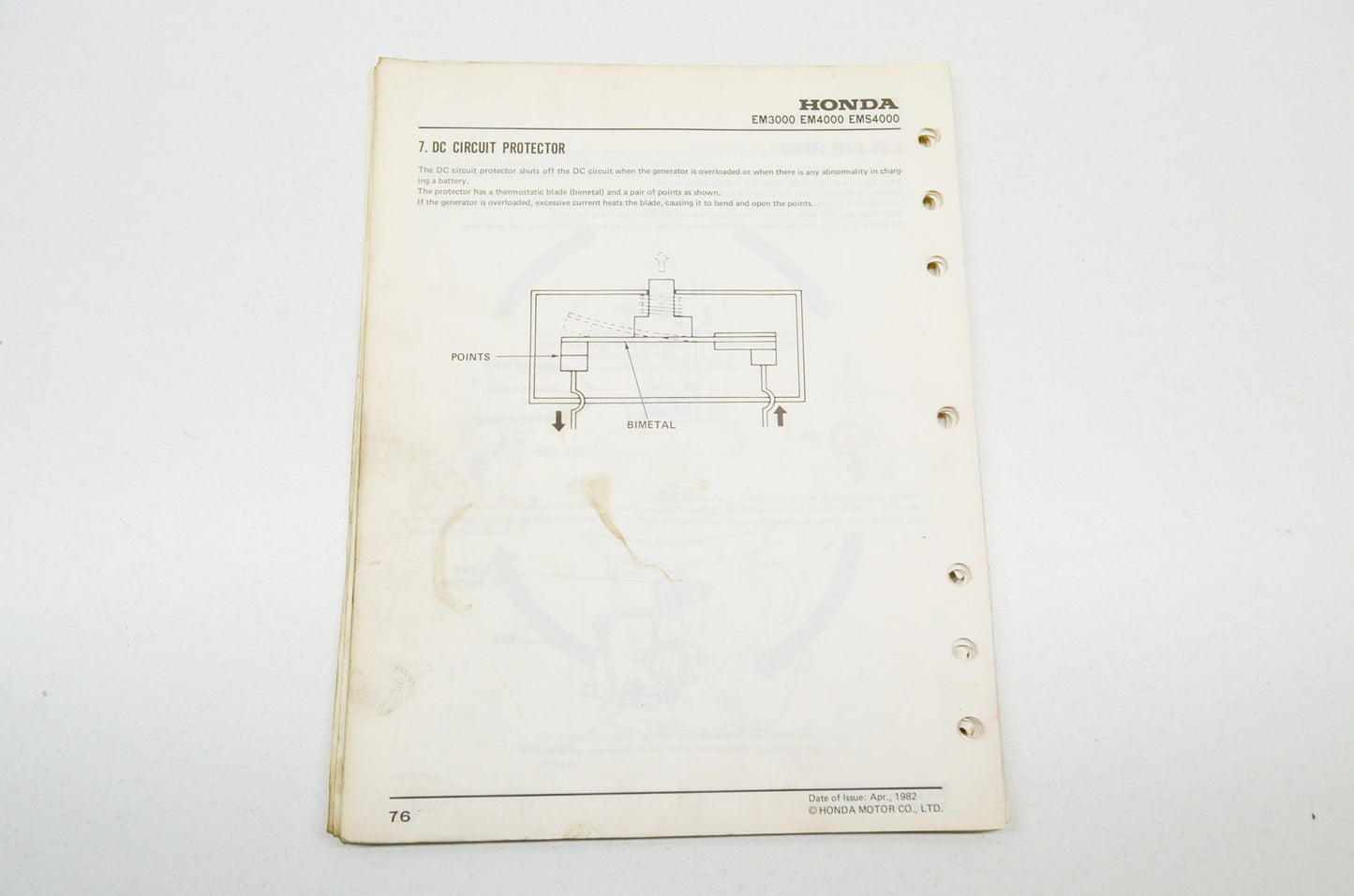 OEM Honda Shop Manual EM3000 EM4000 EMS4000
