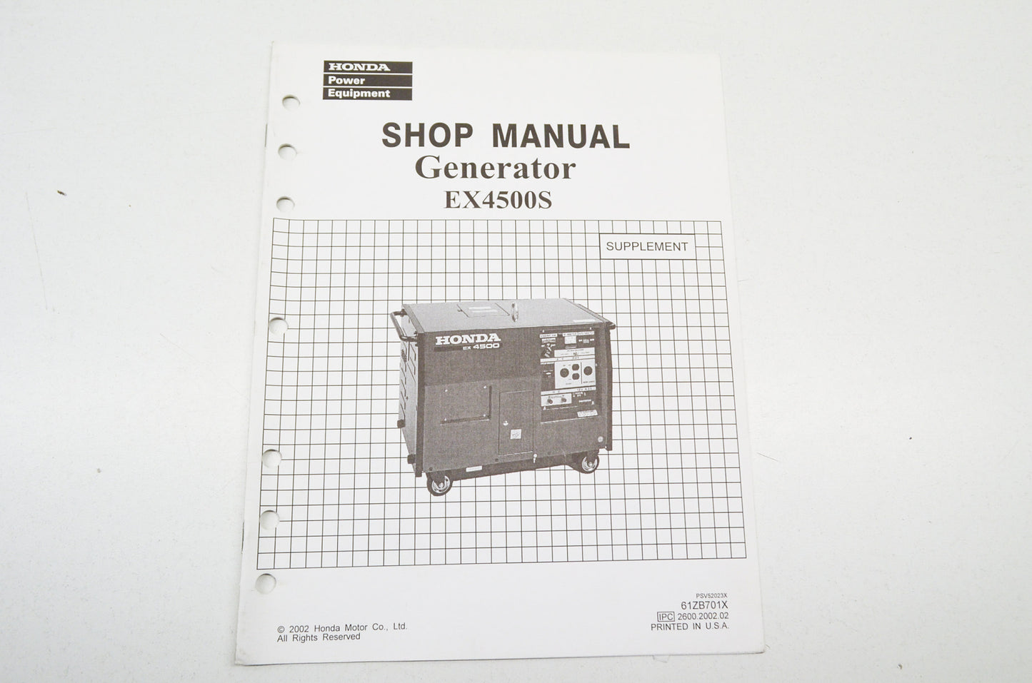 OEM Honda Supplement Shop Manual Generator EX4500S