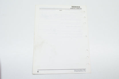 OEM Honda 6173300Z Supplement Shop Manual Tiller F401 F501