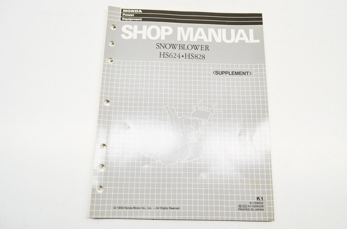 OEM Honda Supplement Shop Manual Snowblower HS624 HS828