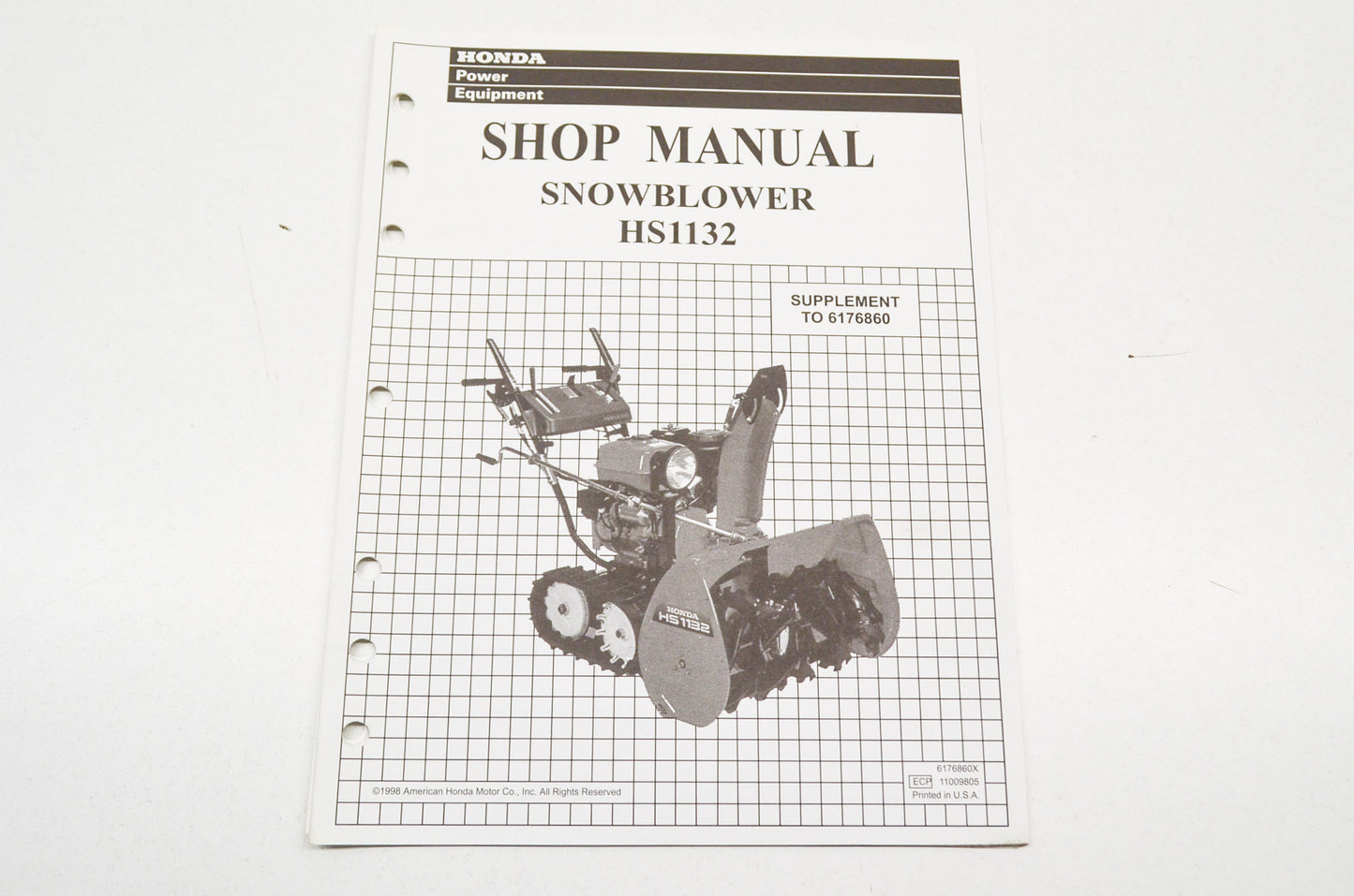 OEM Honda Supplement Shop Manual Snowblower HS1132