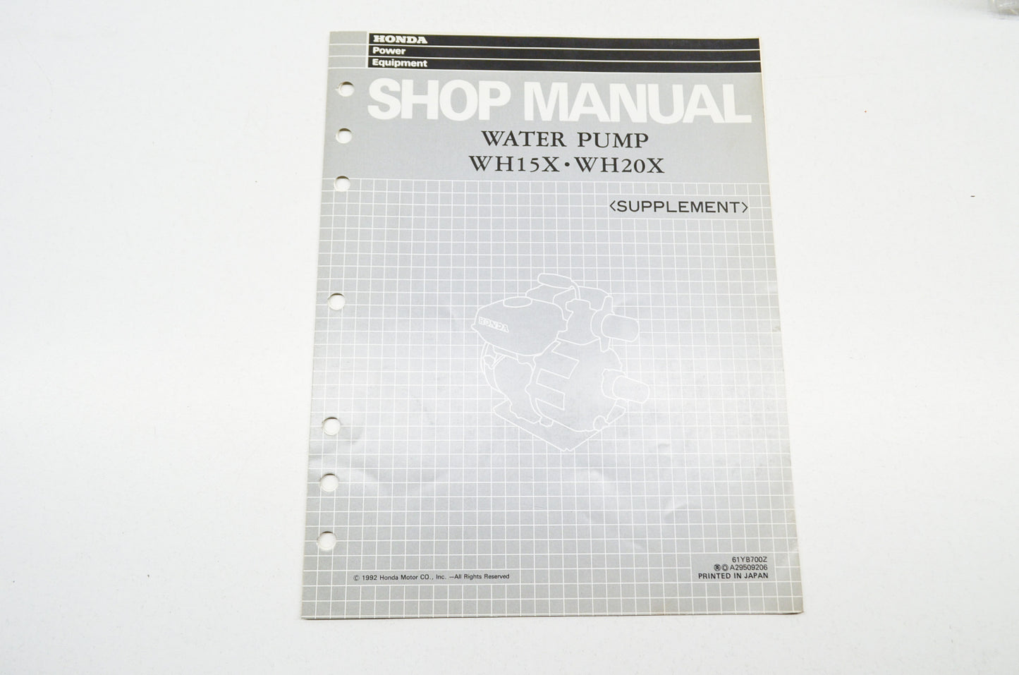 OEM Honda 61YB700Z Supplement Shop Manual Water Pump WH15X WH20X