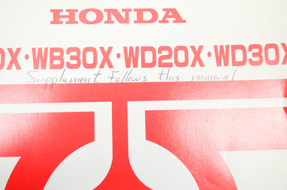 OEM Honda 61YB410 Supplement Shop Manual WB20X WB30X WD20X WD30X
