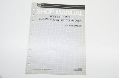 OEM Honda 61YB410Z Supplement Shop Manual Water Pump WB20X WB30X WD20X WD30X