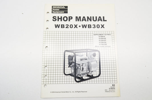 OEM Honda 61YB410V Supplement Shop Manual WB20X WB30X NOS