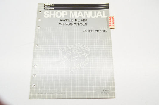 OEM Honda 61YB410Y Supplement Shop Manual Water Pump WP20X WP30X