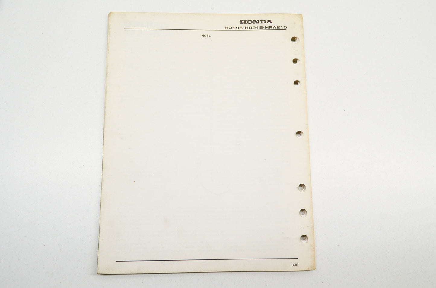 OEM Honda 61VA330 Shop Manual Rotary Mower HR195 HR215 HRA215