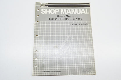OEM Honda Shop Manual Supplement Rotary Mower HR195 HR215 HRA215