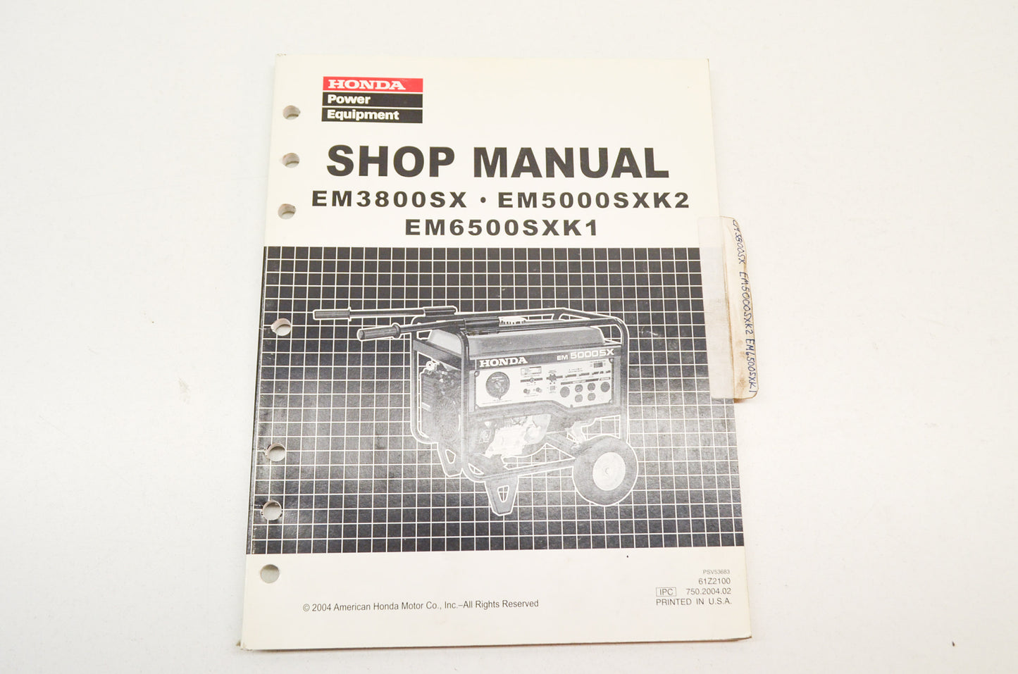 OEM Honda Shop Manual EM3800SX EM5000SXK2 EM6500SXK1