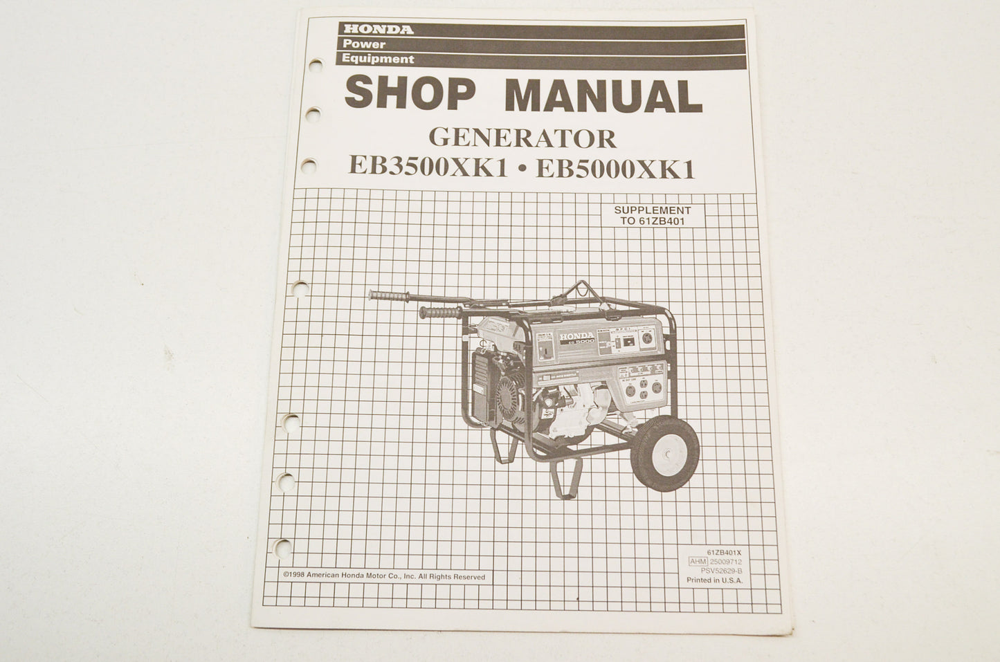 OEM Honda Shop Manual Supplement Generator EB3500XK1 EB5000XK1