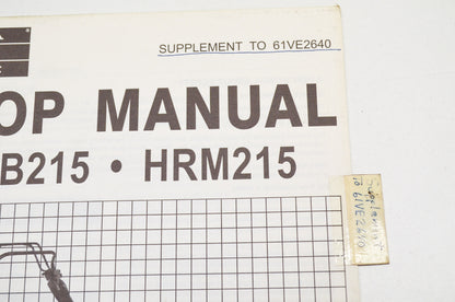 OEM Honda Shop Manual Supplement Rotary Mower HRB215 HRM215