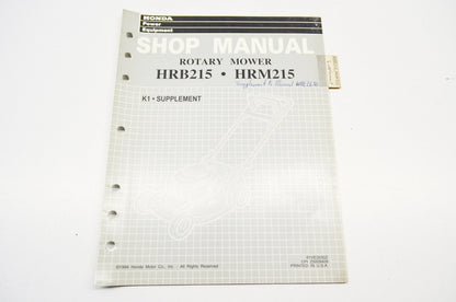 OEM Honda 61VE2630Z Shop Manual Supplement Rotary Mower HRB215 HRM215