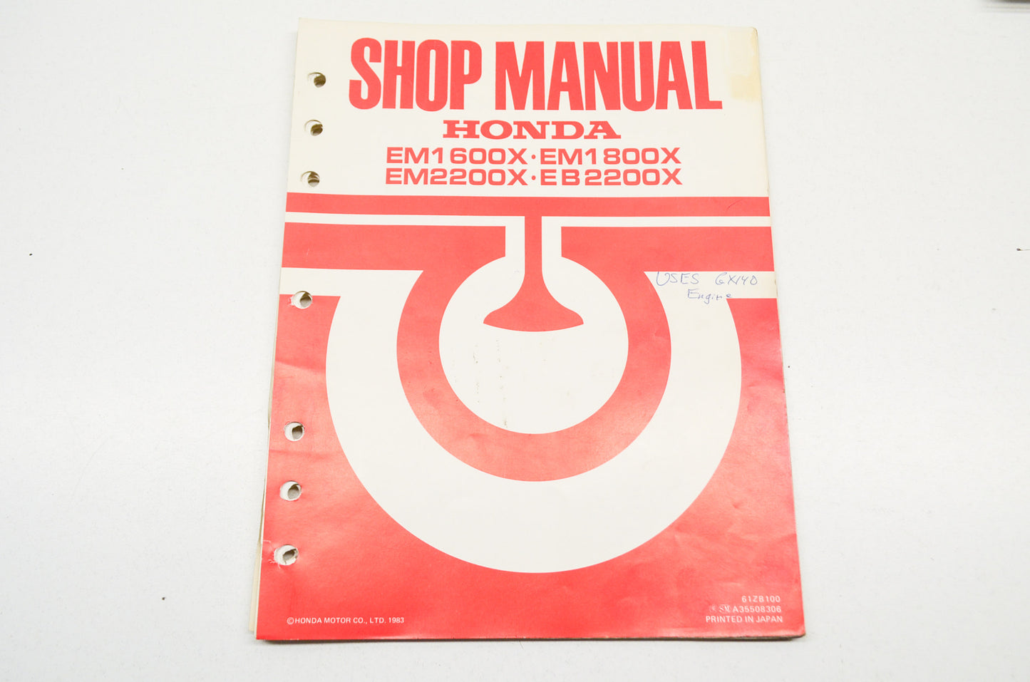 OEM Honda Shop Manual EM1600X EM1800X EM2200X EB22000X
