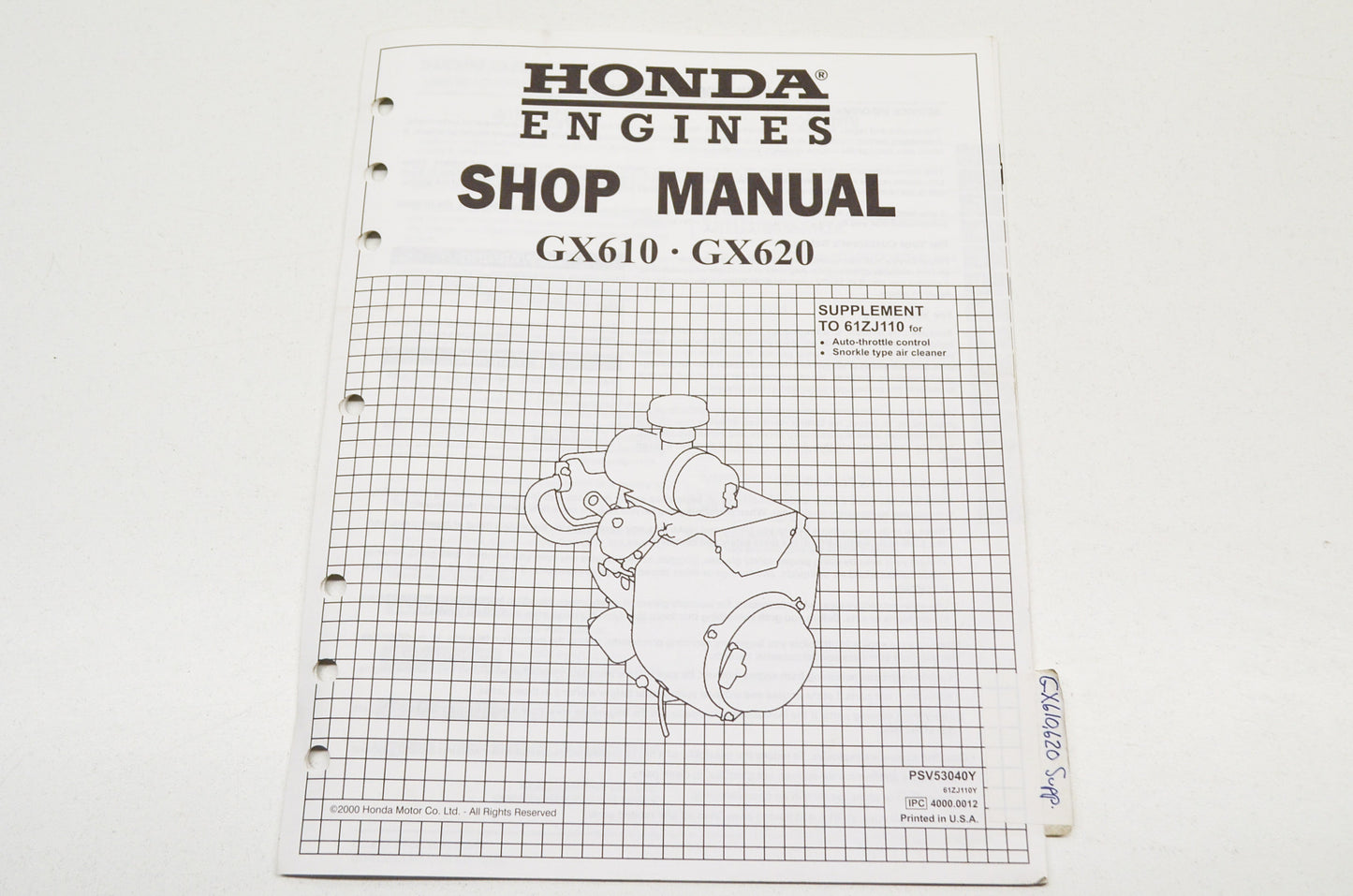 OEM Honda Engines Shop Manual Supplement GX610 GX620