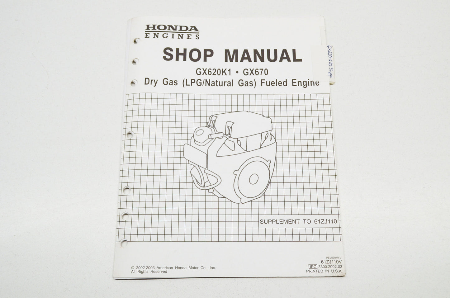 OEM Honda 61ZJ110V Engines Shop Manual Supplement GX620K1 GX670