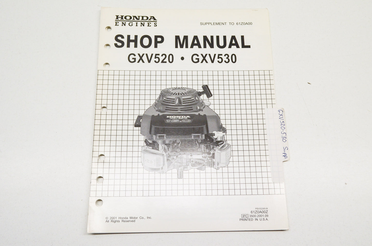 OEM Honda 61Z0A00Z Engines Shop Manual Supplement GXV520 GXV530