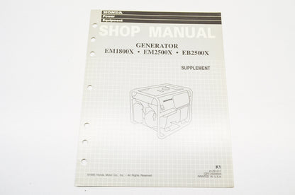 OEM Honda 61ZB101Y Shop Manual Supplement Generator EM1800X EM2500X EB2500X
