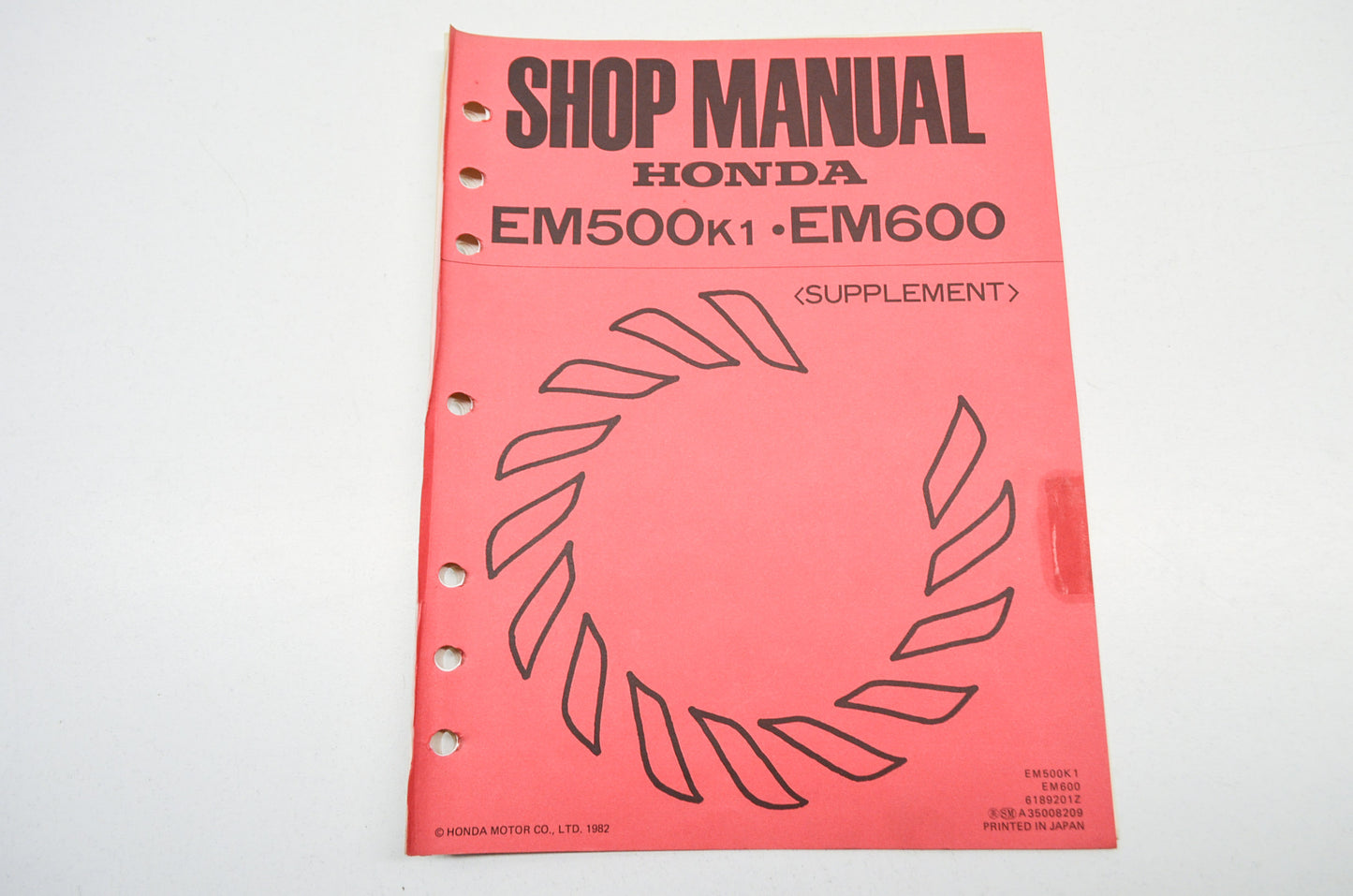 OEM Honda Shop Manual Supplement EM500K1 EM600