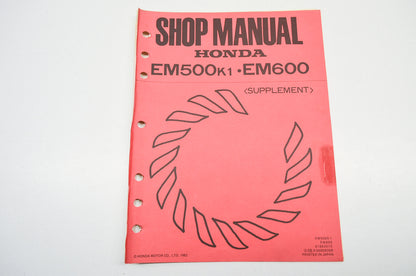 OEM Honda Shop Manual Supplement EM500K1 EM600