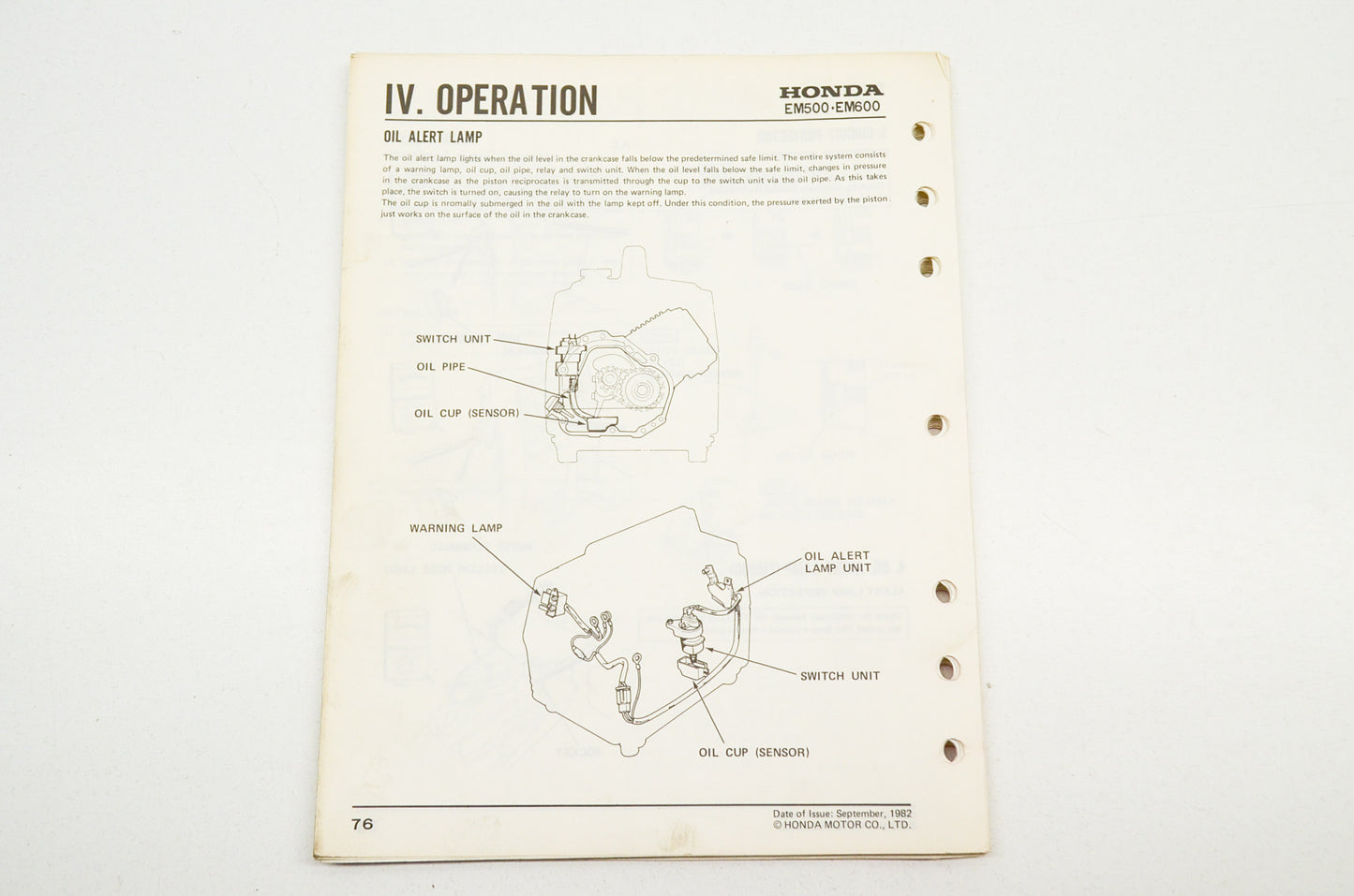 OEM Honda Shop Manual EM500 EM600