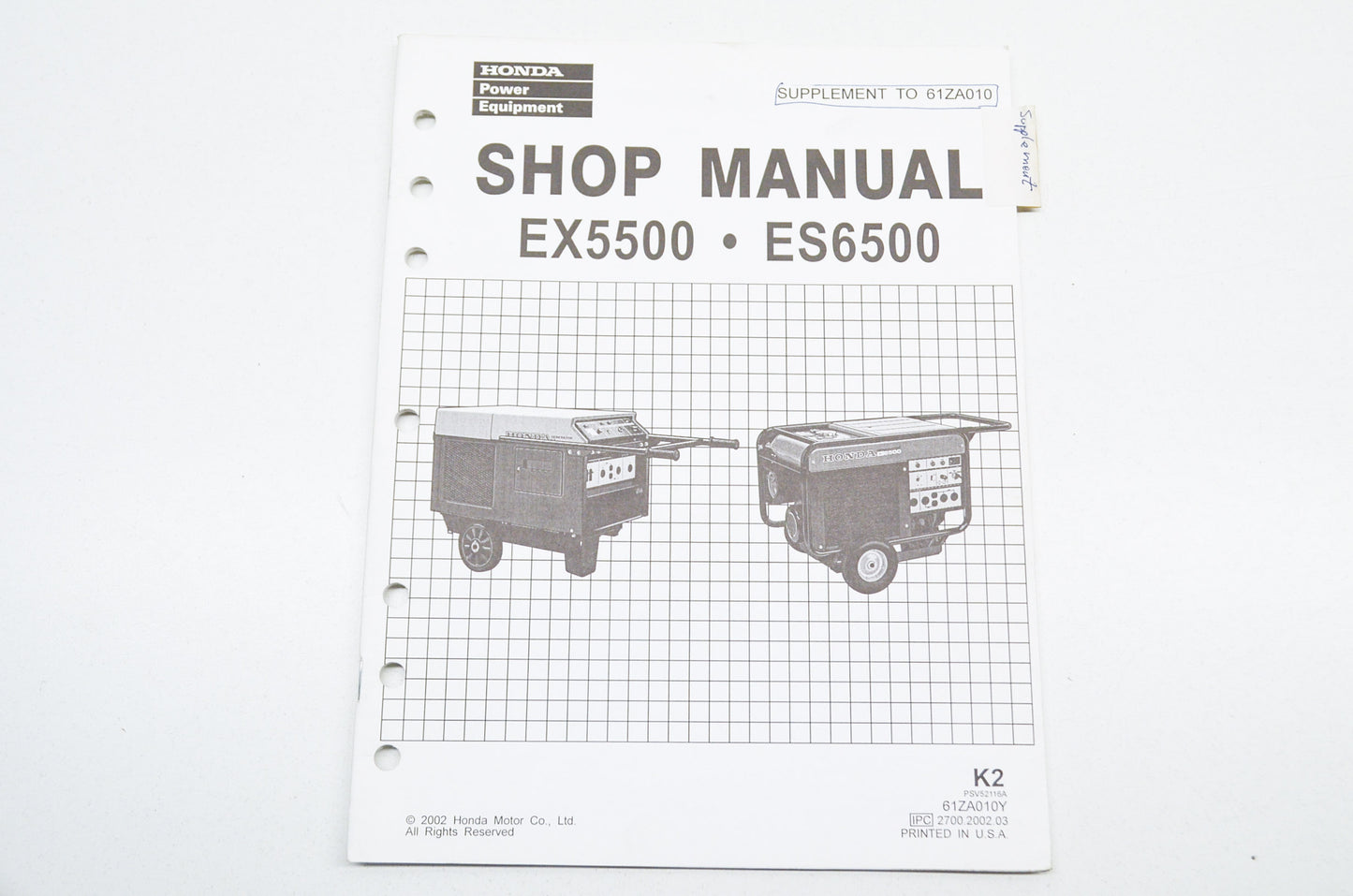 Honda Shop Manual Supplement EX5500 ES6500