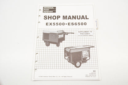 OEM Honda Shop Manual Supplement EX5500 ES6500