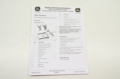 OEM John Deere Installation Instructions Deck Linkage Kit