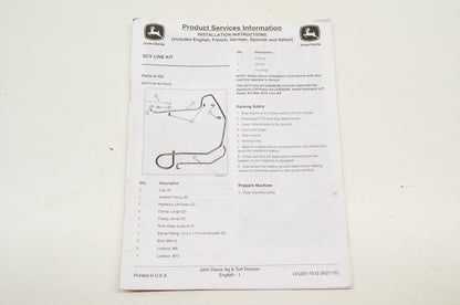 OEM John Deere Installation Instructions SCV Line Kit