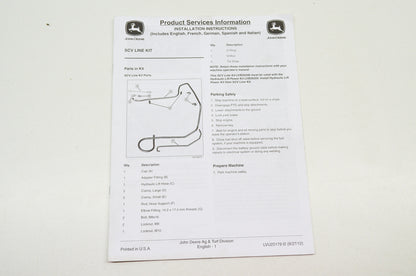 OEM John Deere LVU25179I2 Installation Instructions SCV Line Kit NOS