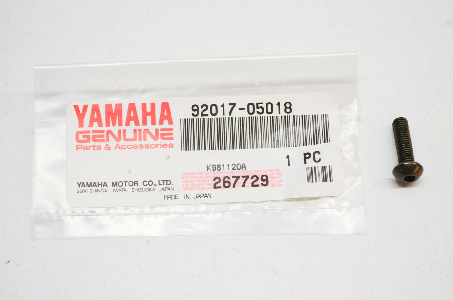 OEM Yamaha 92017-05018-00 Button Head Bolt NOS