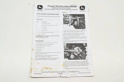 OEM John Deere Installation Instructions Auto Connect Mid Mower Drive