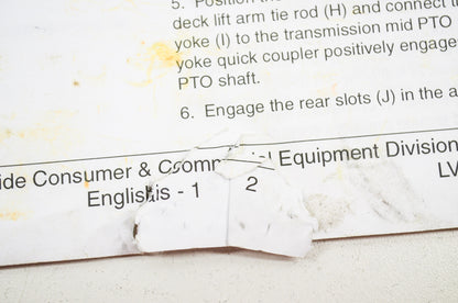OEM John Deere Installation Instructions Auto Connect Mid Mower Drive