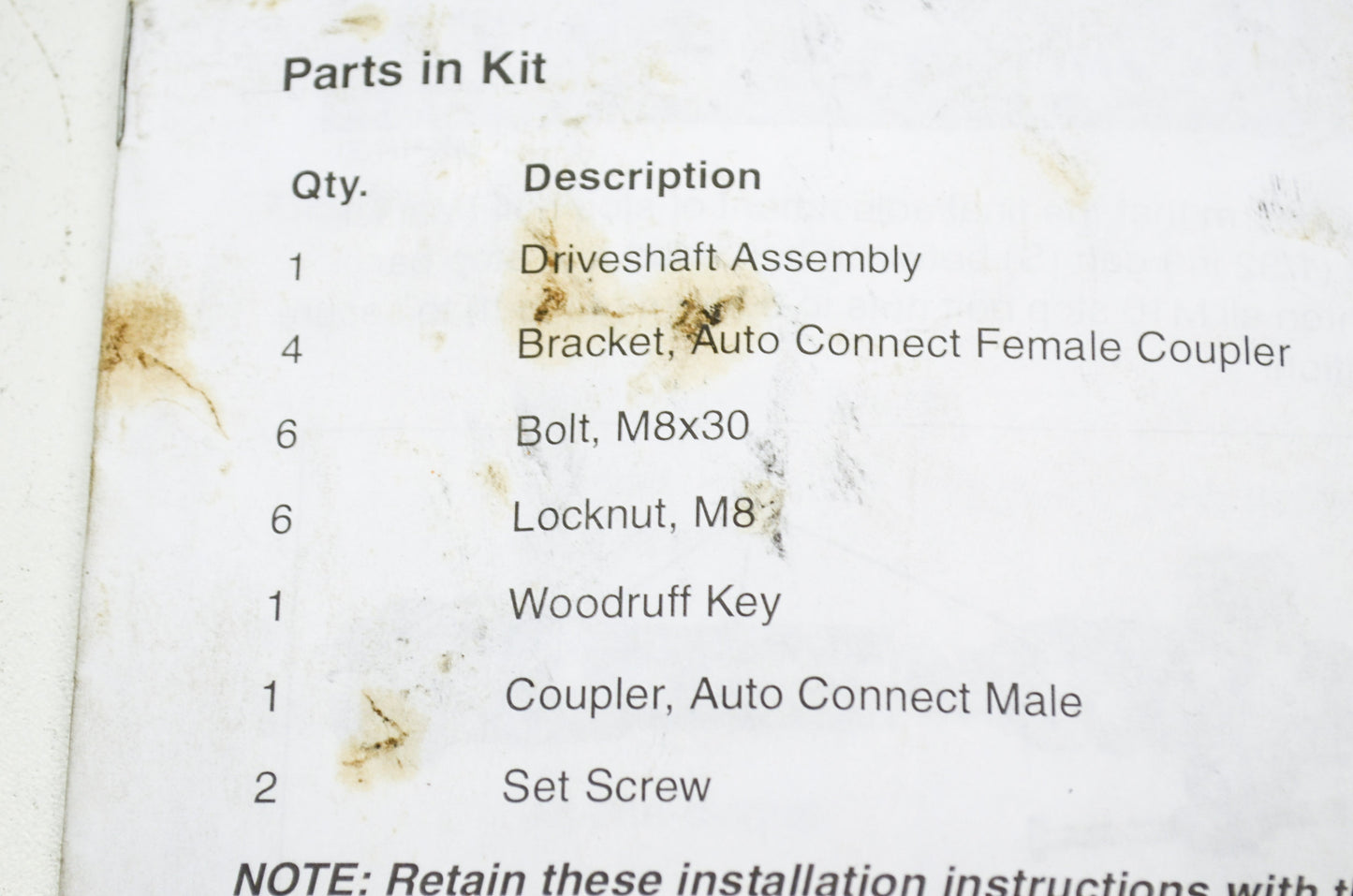 OEM John Deere Installation Instructions Auto Connect Mid Mower Drive