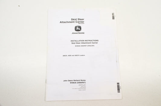 OEM John Deere Installation Instruction Skid Steer