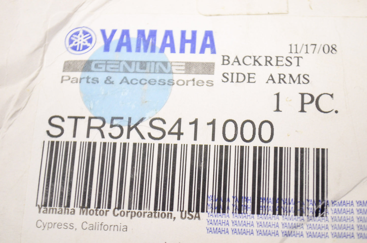 Backrest Side Arms NOS