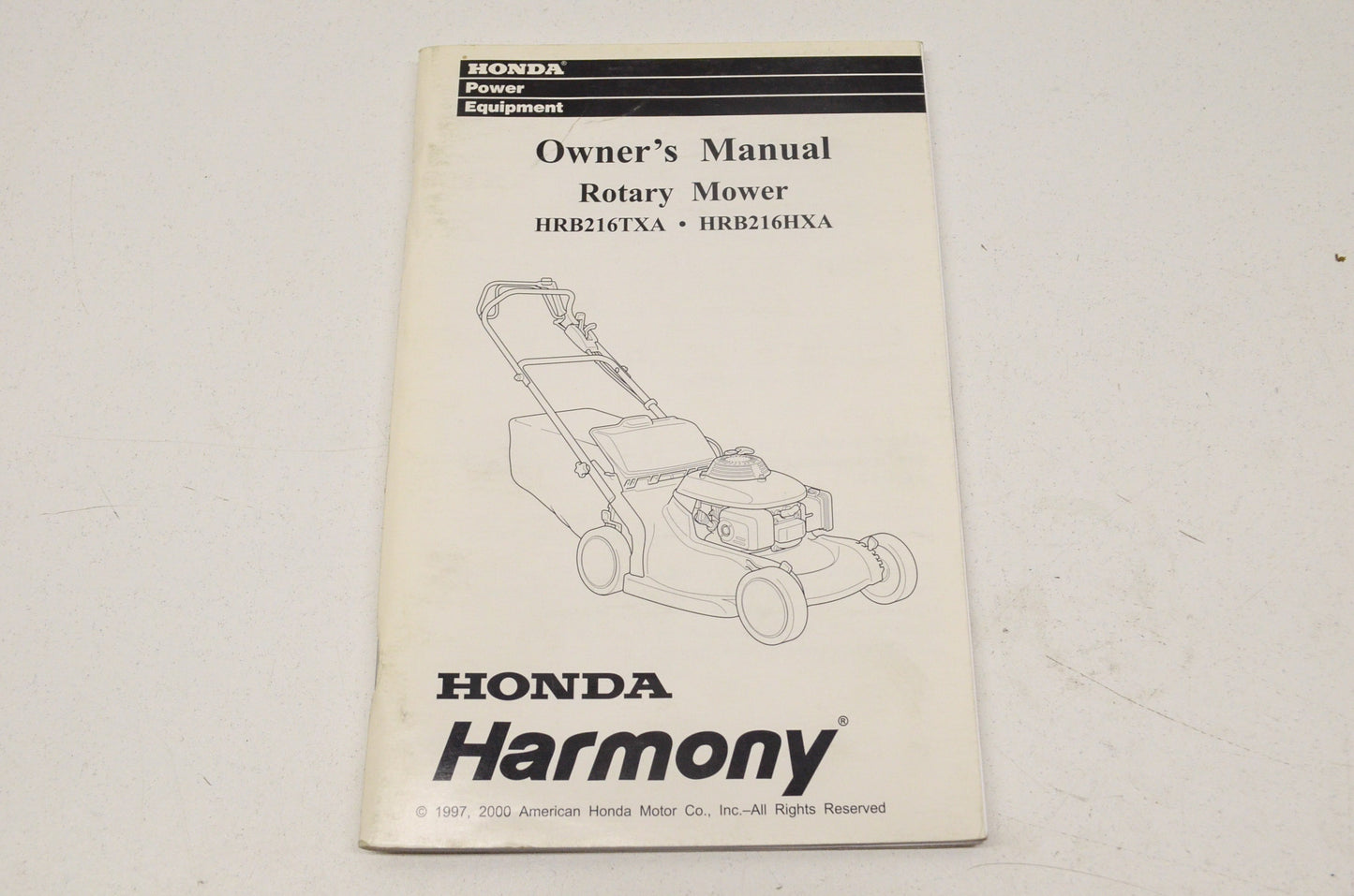 OEM Honda Owner's Manual Rotary Mower Harmony HRB216TXA - HRB216HXA
