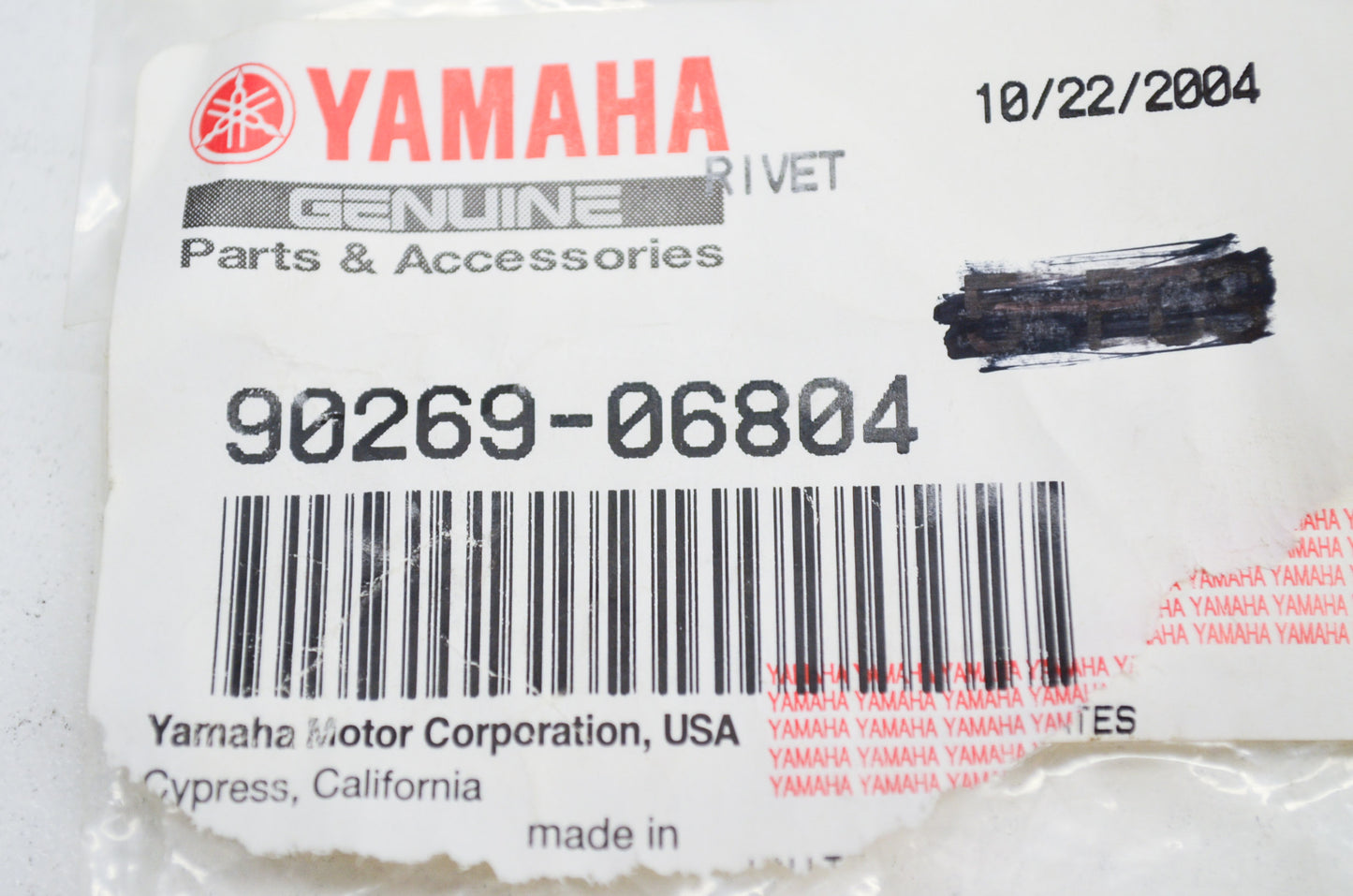 OEM Yamaha 90269-06804-00 Rivet Qty 2 NOS
