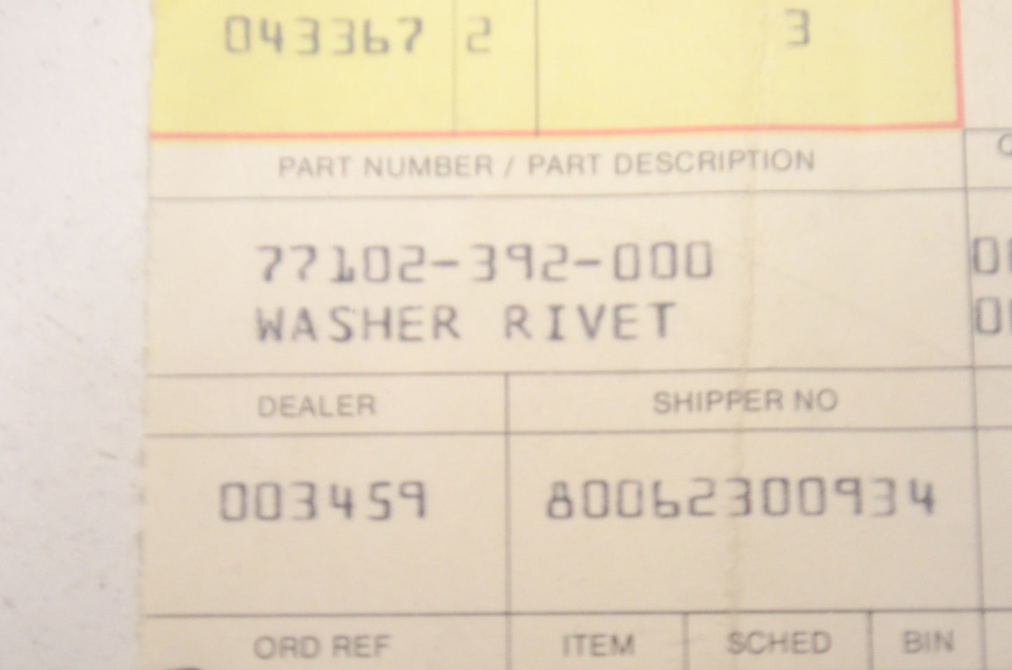 OEM Honda 77102-392-000 Rivet Washer NOS